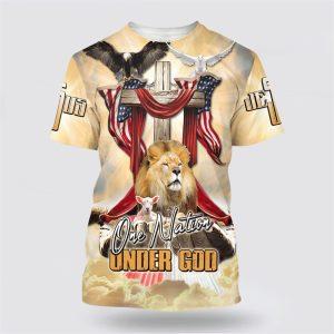 One Nation Under God Lion Wooden Cross And The Lamb All Over Print 3D T Shirt Gifts For Christians 1 jg8x8i.jpg
