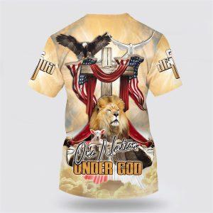 One Nation Under God Lion Wooden Cross And The Lamb All Over Print 3D T Shirt Gifts For Christians 2 gmafav.jpg