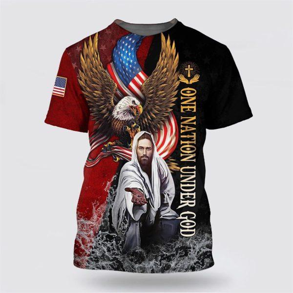 One Nation Under God Patriotic Eagle American Flag All Over Print 3D T Shirt – Gifts For Christians