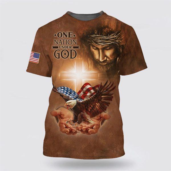 One Nation Under God Shirts American Eagle Christian Jesus All Over Print 3D T Shirt – Gifts For Christians