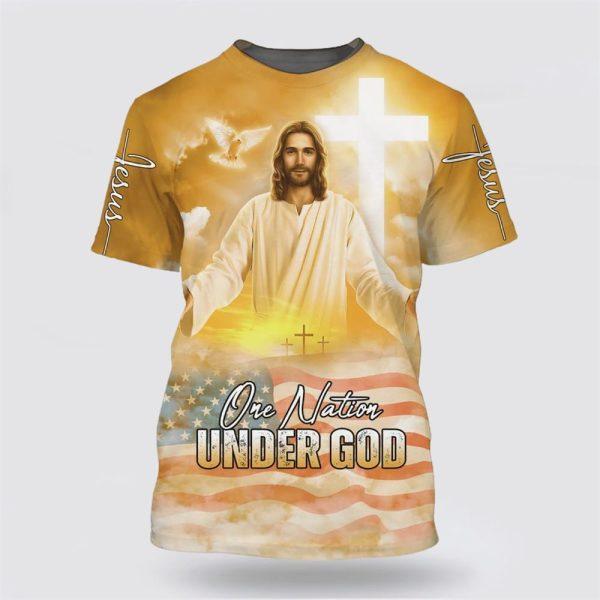 One Nation Under God Shirts Jesus Arms Wide Open All Over Print 3D T Shirt – Gifts For Christians