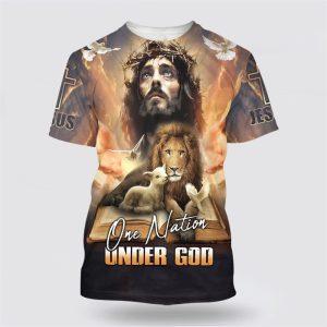 One Nation Under God Shirts Jesus Lion And The Lamb All Over Print 3D T Shirt Gifts For Christians 1 aepbpz.jpg