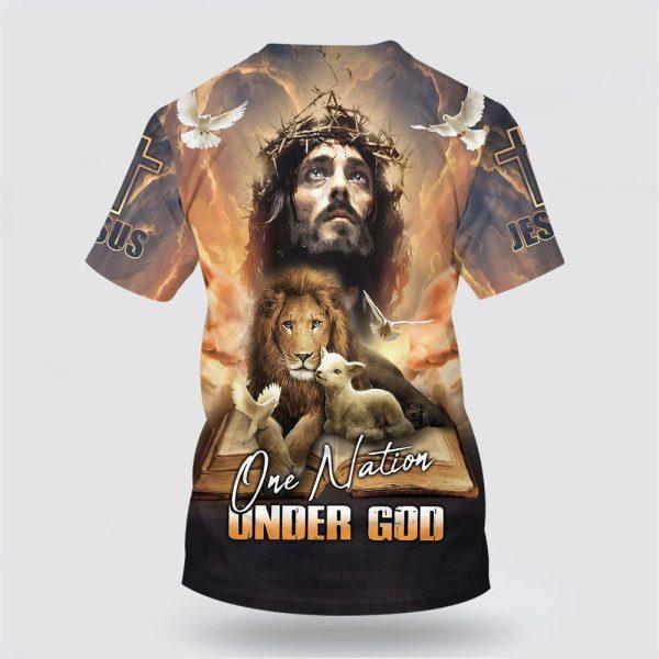 One Nation Under God Shirts Jesus Lion And The Lamb All Over Print 3D T Shirt – Gifts For Christians