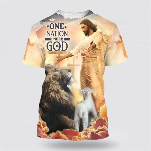 One Nation Under God Shirts Jesus Lion Of Judah Lamb Of God All Over Print 3D T Shirt – Gifts For Christians