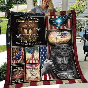 One Nation Under God Stand For The Flag Kneel For The Cross Christian Quilt Blanket Gifts For Christians 1 corjqi.jpg