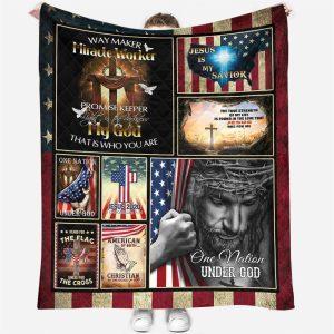 One Nation Under God Stand For The Flag Kneel For The Cross Christian Quilt Blanket Gifts For Christians 3 hpjt6l.jpg