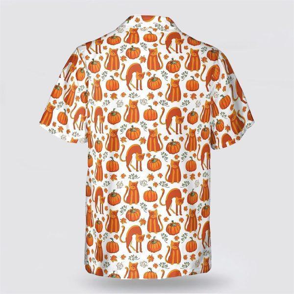 Orange Cat With Pumkin Pattern Hawaiin Shirt – Pet Lover Hawaiian Shirts