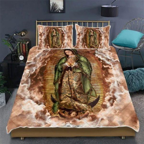 Our Lady Of Guadalupe Pray For Us Christian Quilt Bedding Set – Christian Gift For Believers