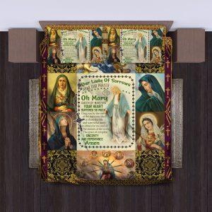 Our Lady Of Sorrows Hear Our Prayer Christian Quilt Bedding Set Christian Gift For Believers 2 kkjgwz.jpg