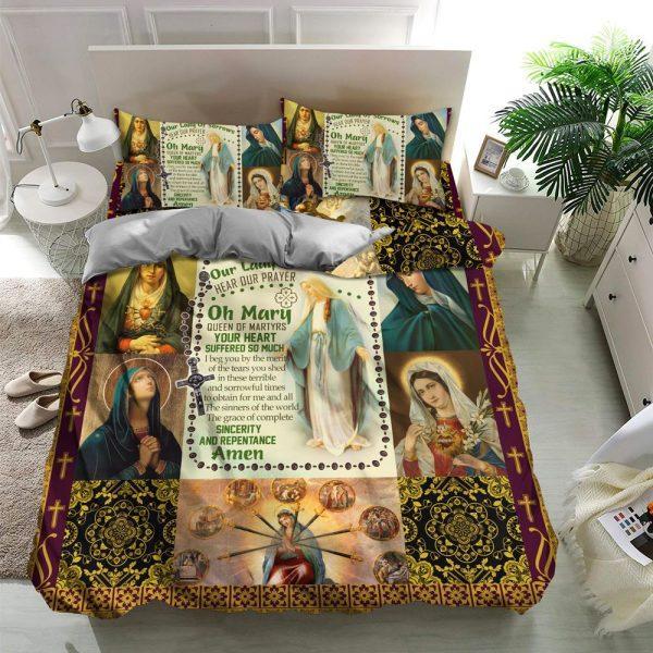 Our Lady Of Sorrows, Hear Our Prayer Christian Quilt Bedding Set – Christian Gift For Believers