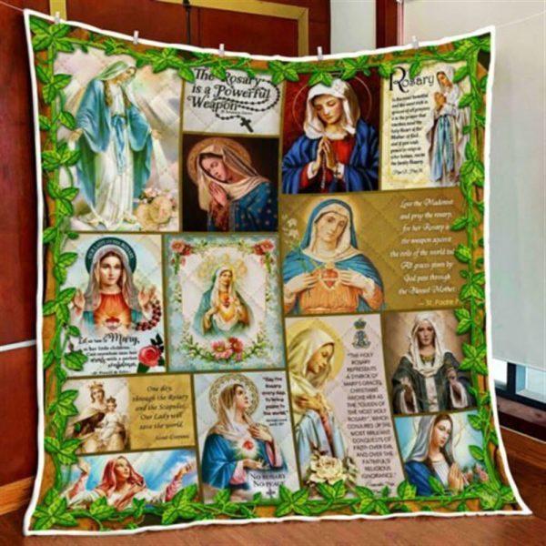 Our Lady Of the Rosary Christian Quilt Blanket – Christian Gift For Believers