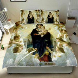 Our Lady Virgin Mary And Baby Jesus Quilt Bedding Set Christian Gift For Believers 3 svhued.jpg