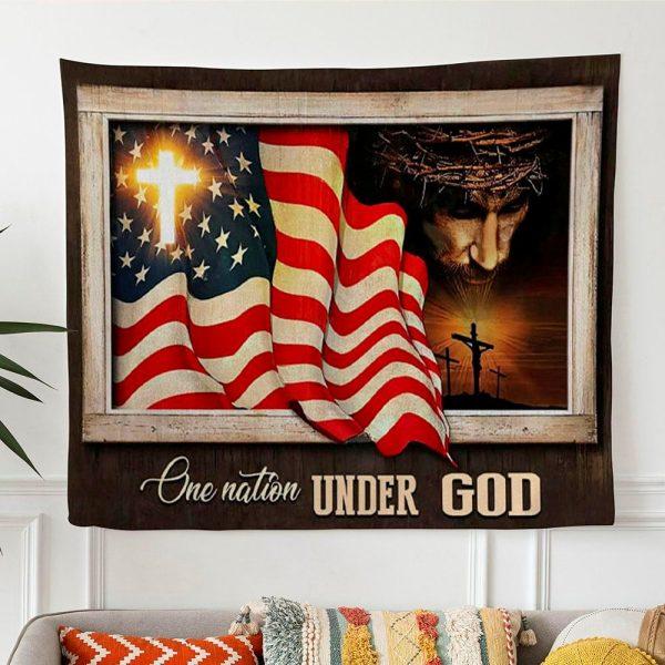 Patriotism Christian One Nation Under God Tapestry Wall Art – Gifts For Christian Families