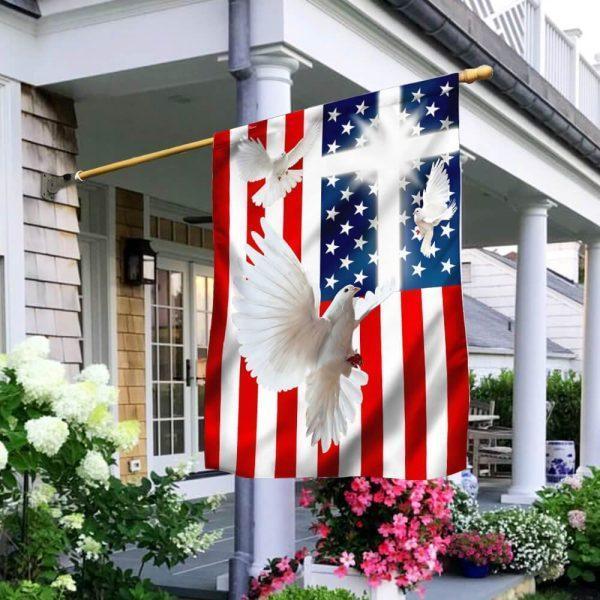 Peace Dove Christian Cross American Flag – Christian Flag Outdoor Decoration