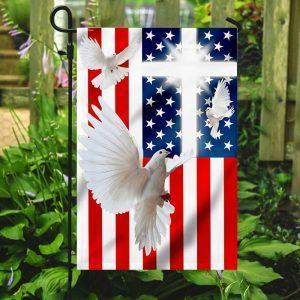 Peace Dove Christian Cross American Flag 3