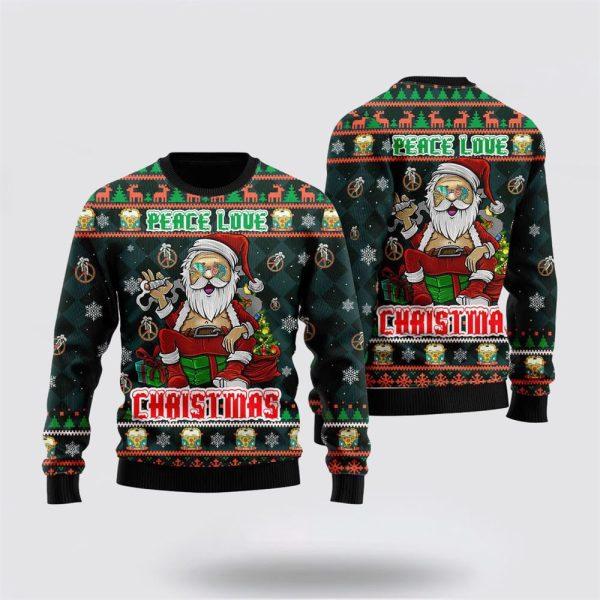 Peace Love Hippie Santa Claus Ugly Christmas Sweater – Christmas Gifts For Frends