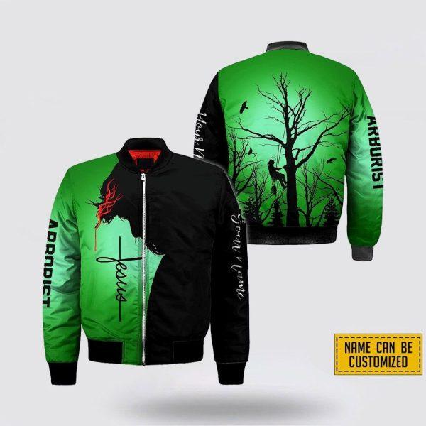 Personalized Arborist Jesus And God Bomber Jacket – Gifts For Jesus Lovers