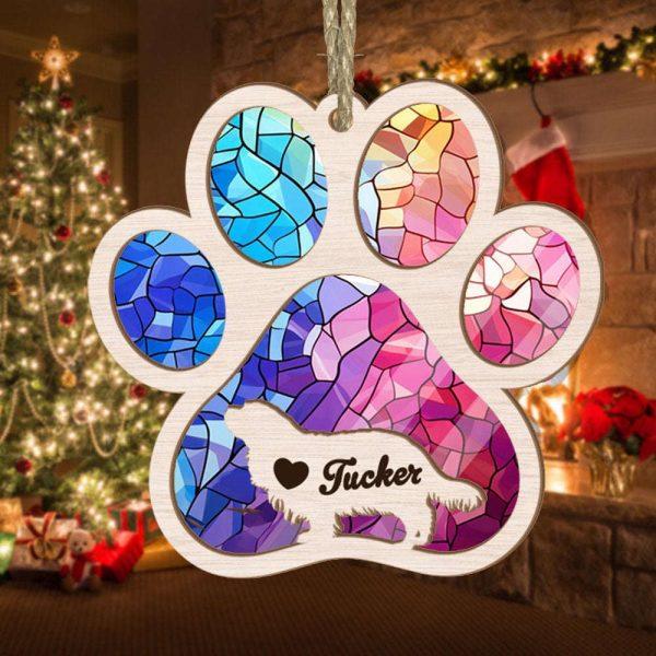Personalized Cavalier King Charles Paw Rianbow Christmas Suncatcher Ornament – Custom Christmas Ornaments Gift For Dog Lover