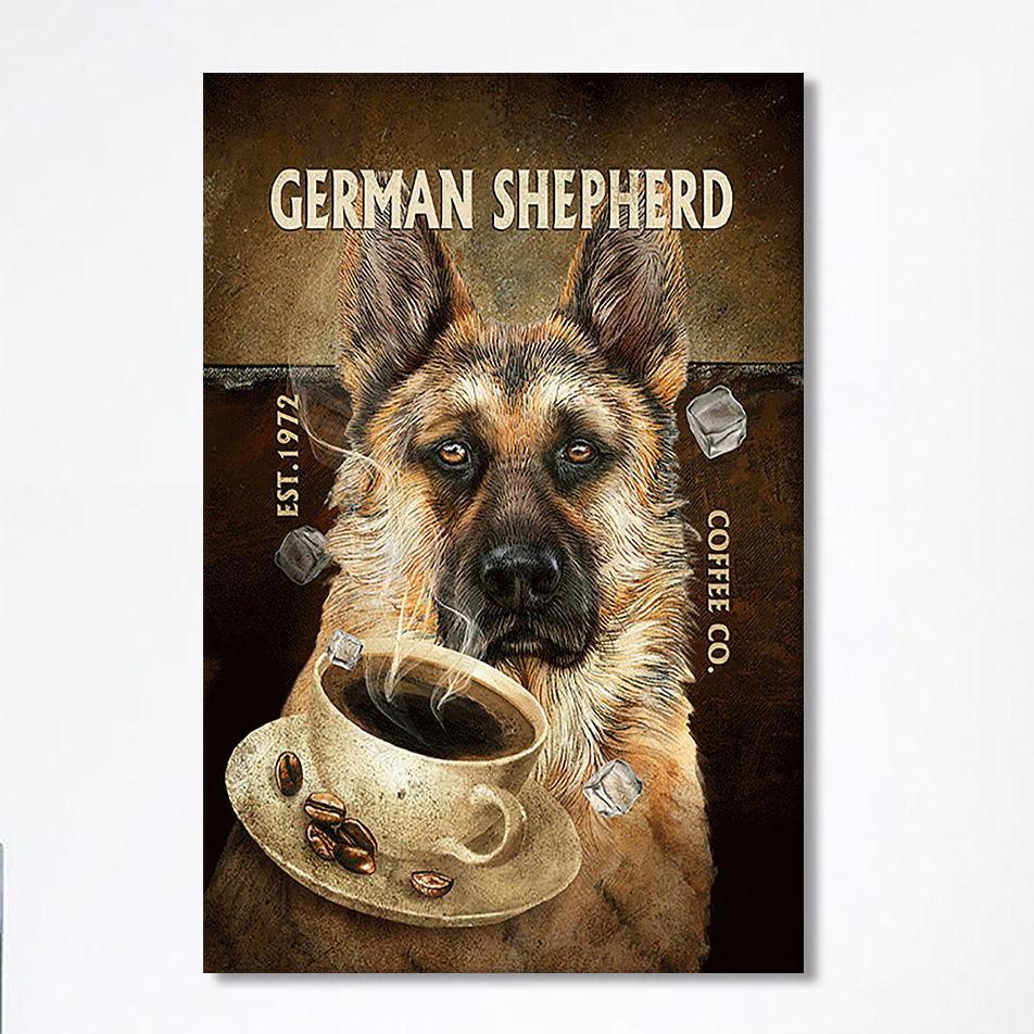 Personalized Coffee German Shepherd Canvas – Christian Wall Art Canvas – Religious Home Decor