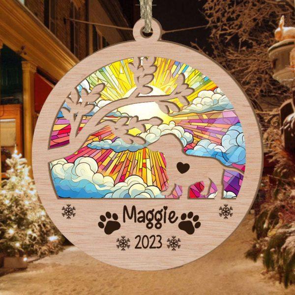 Personalized Dachshund(Short Hair) Circle Branch Tree Christmas Suncatcher Ornament – Christmas Ornaments Personalized Gift For Dog Lover