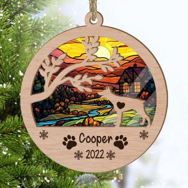 Personalized Doberman Pinscher Circle Branch Tree Christmas Suncatcher Ornament – Christmas Ornaments Personalized Gift For Dog Lover