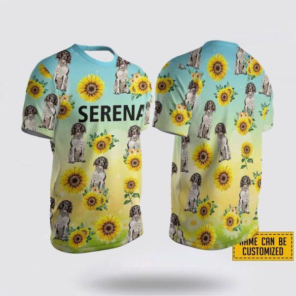 Personalized English Springer Sniel Dog Sunflower Pattern All Over Print 3D T-Shirt – Gifts For Pet Lovers