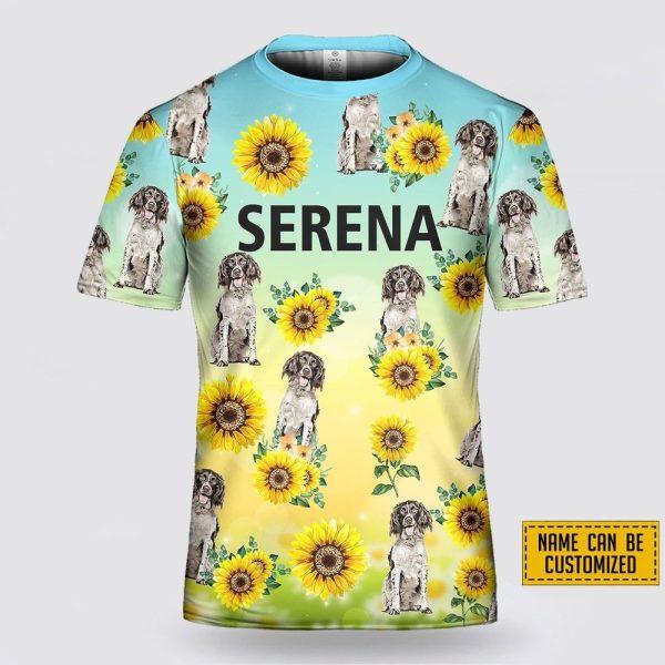 Personalized English Springer Sniel Dog Sunflower Pattern All Over Print 3D T-Shirt – Gifts For Pet Lovers
