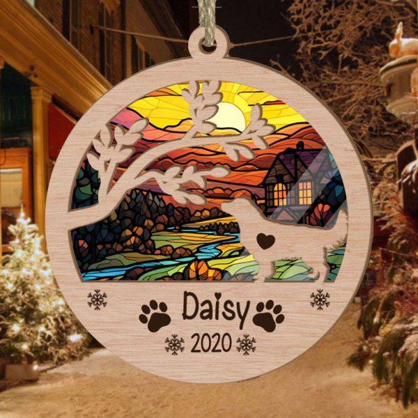 Personalized Golden Retriever Circle Branch Tree Christmas Suncatcher Ornament – Christmas Ornaments Personalized Gift For Dog Lover