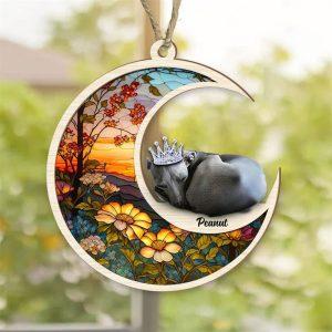 Personalized Greyhound Sit On The Moon Suncatcher Ornament 1