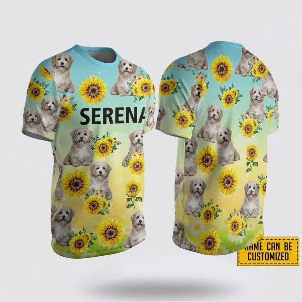 Personalized Havanese Dog Sunflower Pattern All Over Print 3D T-Shirt – Gifts For Pet Lovers