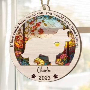 Personalized Memorial Shetland Sheepdog Suncatcher Ornament 1