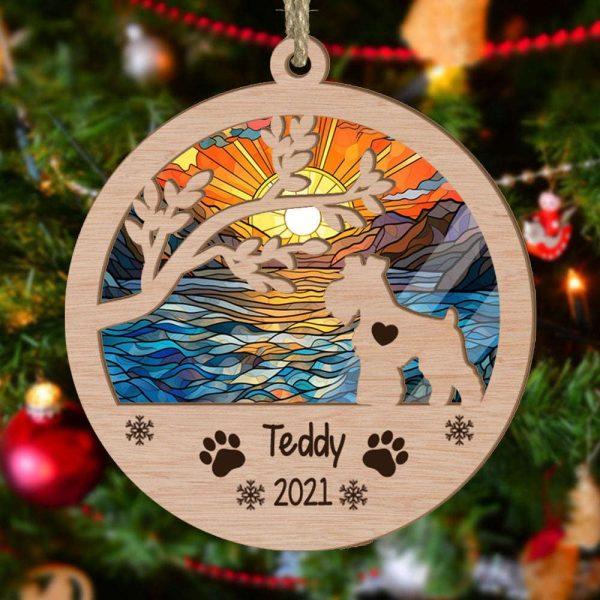 Personalized Mini Schnauzer(Docked Tail) Circle Branch Tree Christmas Suncatcher Ornament – Christmas Ornaments Personalized Gift For Dog Lover