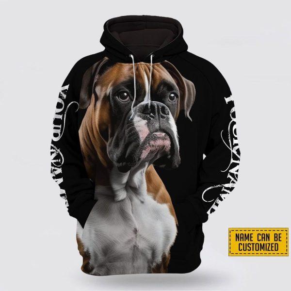 Personalized Name Boxer  All Over Print Hoodie Shirt – Gift For Dog Lover