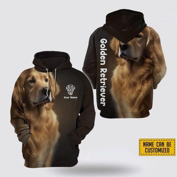 Personalized Name Golden Retriever All Over Print Hoodie Shirt – Gift For Dog Lover