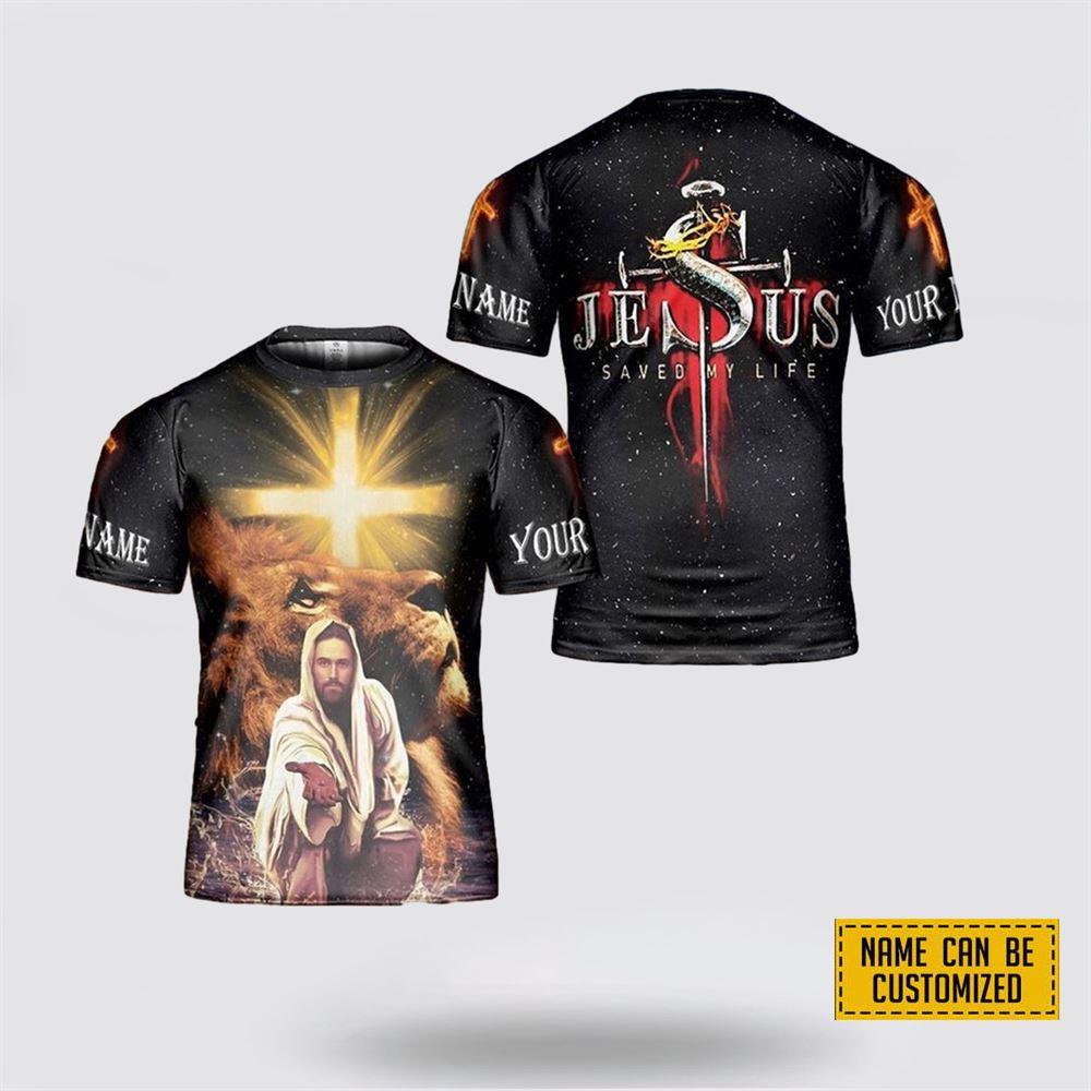 Personalized Name Jesus Saved My Life Star Galaxy All Over Print 3D T Shirt – Gifts For Jesus Lovers Personalized Name Jesus Saved My Life Star Galaxy All Over Print 3D T Shirt – Gifts For Jesus Lovers