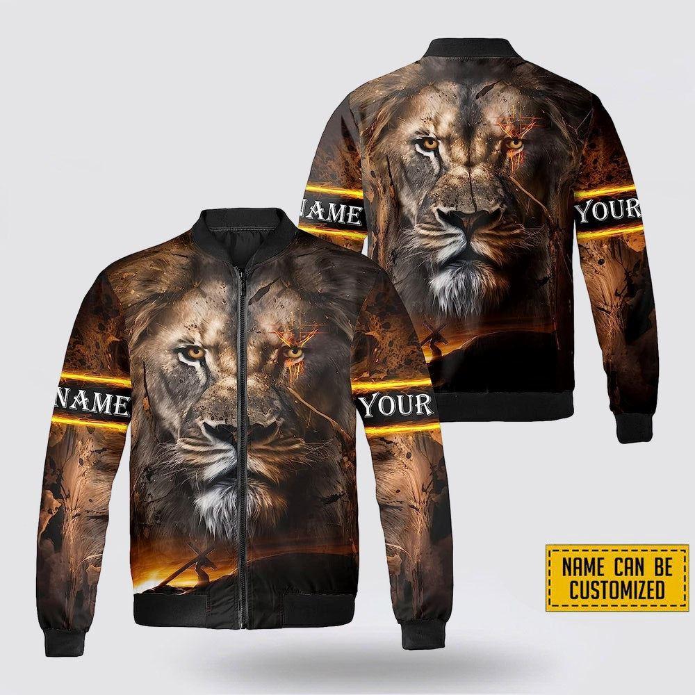 Personalized Name The Lion Christian Jesus Bomber Jacket – Gifts For Jesus Lovers