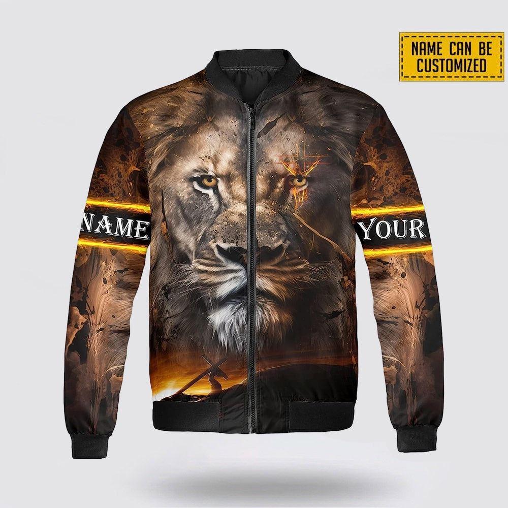 Personalized Name The Lion Christian Jesus Bomber Jacket – Gifts For Jesus Lovers