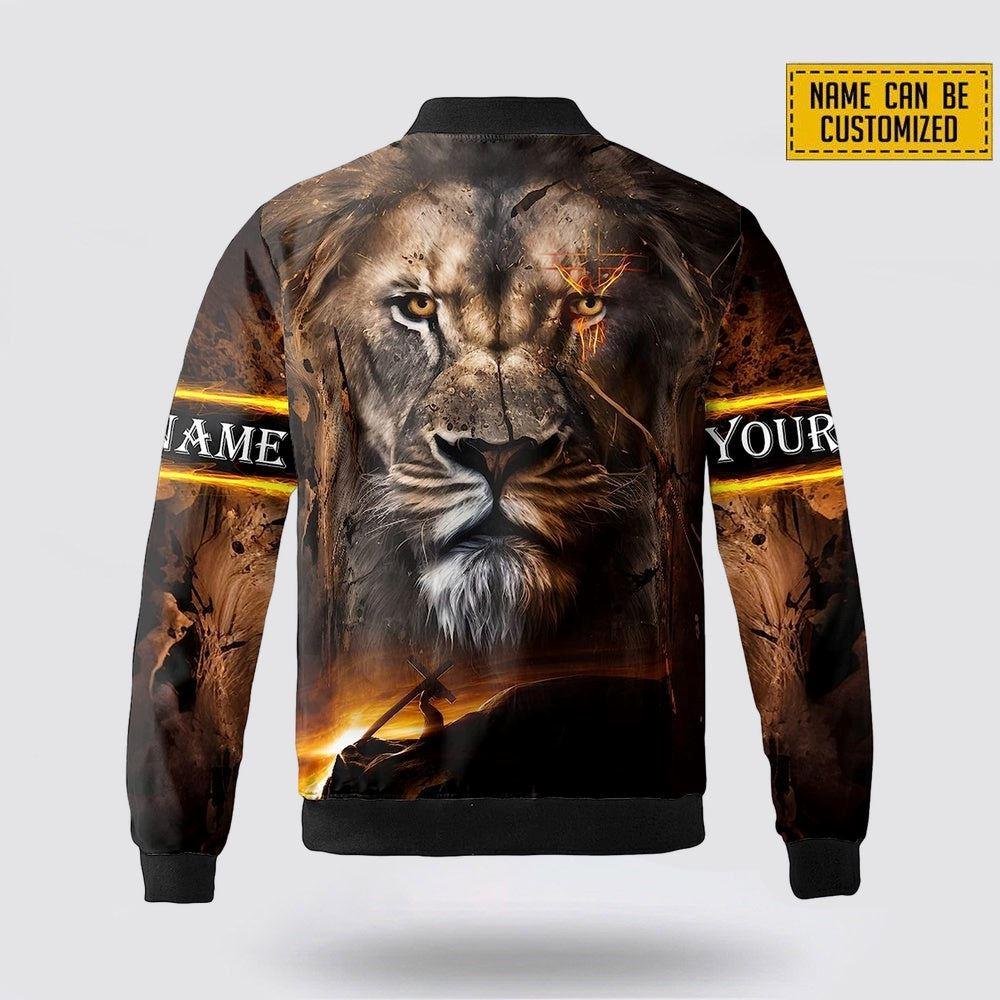 Personalized Name The Lion Christian Jesus Bomber Jacket – Gifts For Jesus Lovers