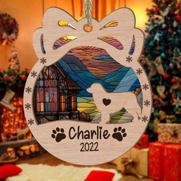 Personalized Orna Bow Australian Shepherd Christmas Suncatcher Ornament – Christmas Ornaments Personalized Gift For Dog Lover