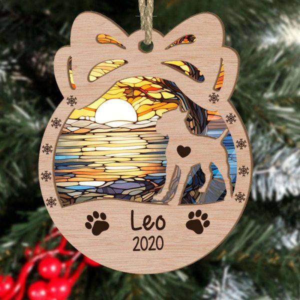 Personalized Orna Bow Cane Corso Christmas Suncatcher Ornament – Christmas Ornaments Personalized Gift For Dog Lover