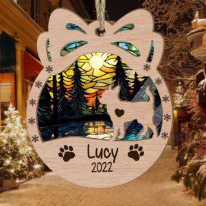 Personalized Orna Bow Chihuahua(Short Hair) Christmas Suncatcher Ornament 1