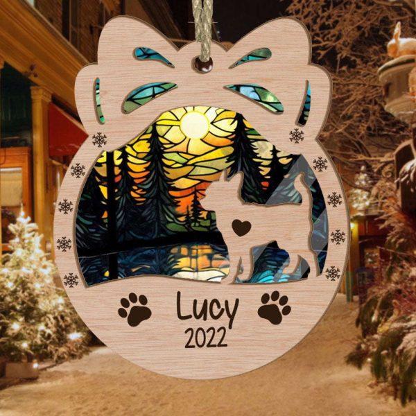 Personalized Orna Bow Chihuahua(Short Hair) Christmas Suncatcher Ornament – Christmas Ornaments Personalized Gift For Dog Lover