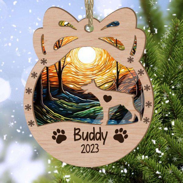 Personalized Orna Bow Doberman Pinscher Christmas Suncatcher Ornament – Christmas Ornaments Personalized Gift For Dog Lover