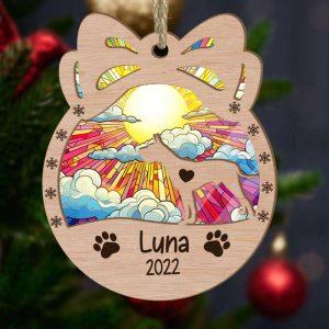 Personalized Orna Bow Great Dane Christmas Suncatcher Ornament 1