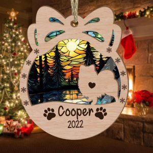 Personalized Orna Bow Pomeranian Christmas Suncatcher Ornament…