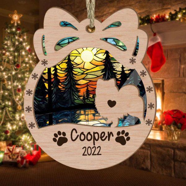 Personalized Orna Bow Pomeranian Christmas Suncatcher Ornament – Christmas Ornaments Personalized Gift For Dog Lover