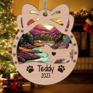Personalized Orna Bow Yorkshire Terrier Christmas Suncatcher Ornament 1