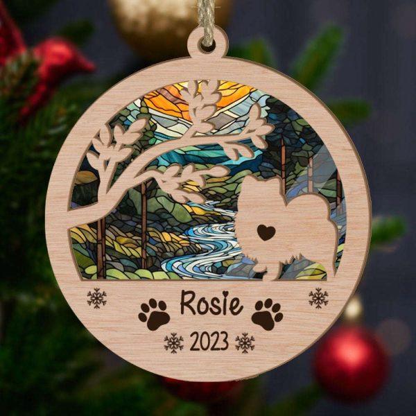 Personalized Pomeranian Circle Branch Tree Christmas Suncatcher Ornament – Christmas Ornaments Personalized Gift For Dog Lover