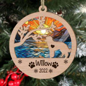 Personalized Poodle Circle Branch Tree Christmas Suncatcher…