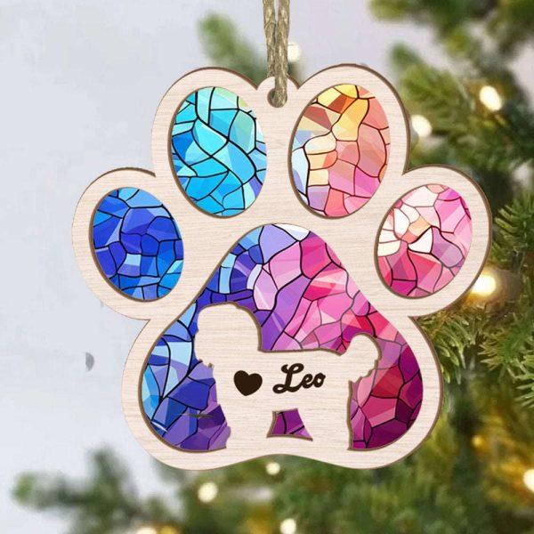 Personalized Shih Tzu Paw Rianbow Christmas Suncatcher Ornament – Custom Christmas Ornaments Gift For Dog Lover